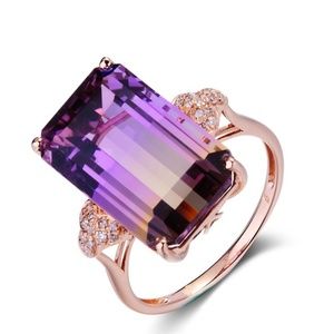 Ametrine & CZ Rose Gold Ring